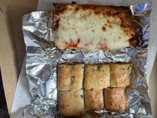 Sicilian Pizza Slice and Pepperoni Bites