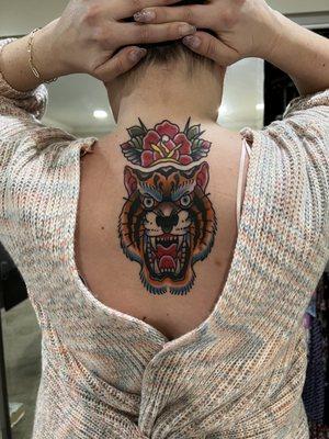 Amazing American traditional piece done by Eric back piece took about three hours to do he is a great listener and very professional