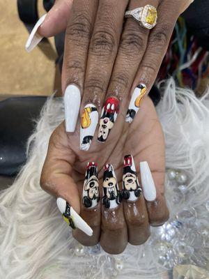 Handdrawn Mickey Mouse Nails