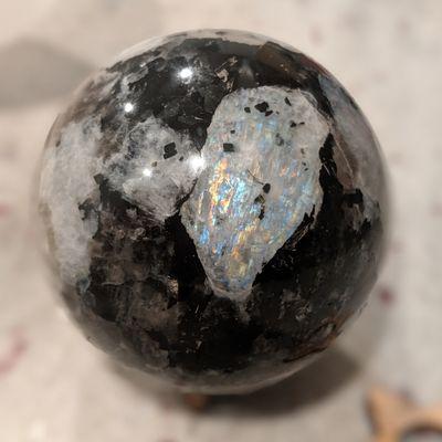 Rainbow moonstone sphere