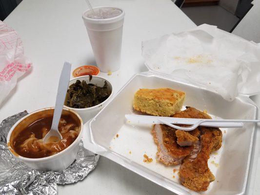 A big shout out to the blessed staff getting in today. Notbing like a lunch that reminds me of my grandma's. Pork chop plate is delish