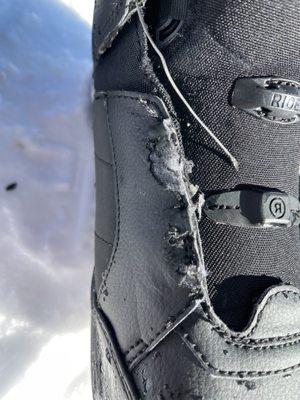 Broken snowboard boot