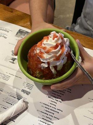 Strawberry deep fried ice cream.