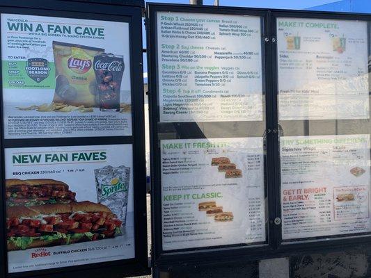 Drive through menu