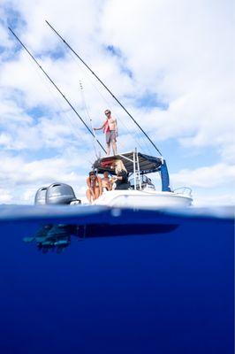 Getting ready to enter the water from the boat