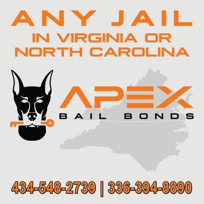 Apex Bail Bonds is the only bail bonds service posting bail in North Carolina AND Virginia! We post bail in Danville, VA & Yanceyville, NC!