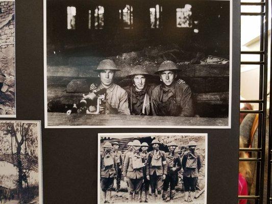 Doughboys (American soldiers) in WW1. At the bottom they are wearing face masks to protect from gas attacks.