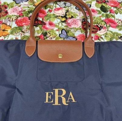 Monogrammed ladies tote bag.