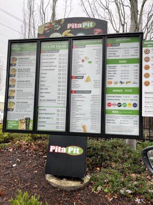 Drive thru menu