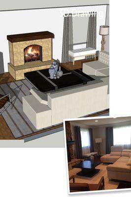 3D Drawing of decorated Living