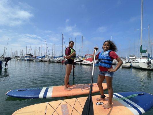 Family paddle boarding