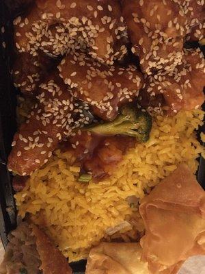 Sesame chicken and rice combo