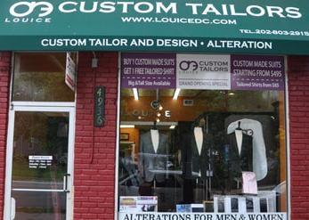 Store Front of De Louice Custom Tailor - 5000 block of Wisconsin Av NW at the intersection of Fessenden St.