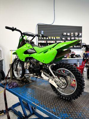 New BBR bars and rear spring installed on a KLX 110