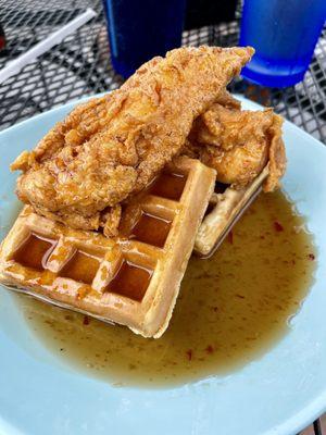 Chicken and Waffles  (with sweet chili maple glaze) Very good!