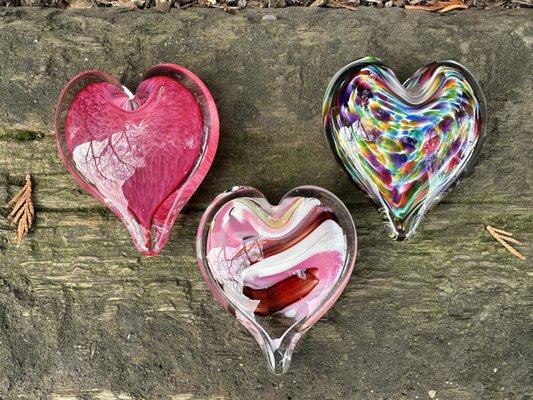 Glass Heart Sculptures