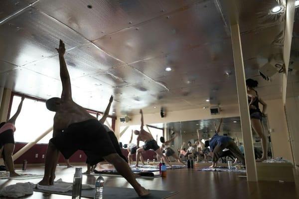 Triangle pose...marriage between heart and the lungs. Works every muscle in the body.