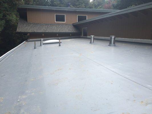 We are a certified IB installer, a superior single ply. This application is perfect for low slope and flat roofs.