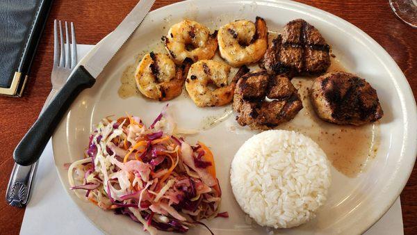 Beef and shrimp kebabs