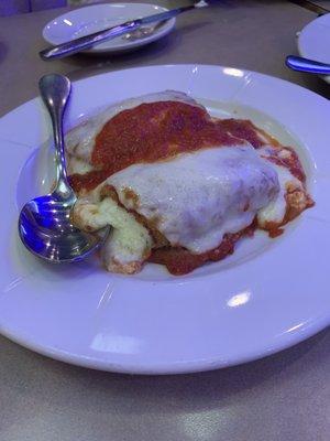 Eggplant rollatine- eggplant filled with ricotta, grated tomato, and herbs