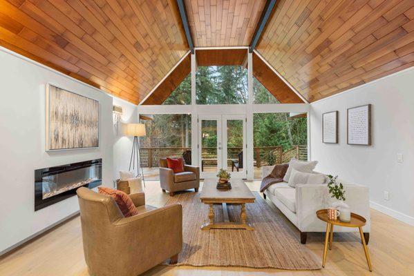 A view from inside a renovated farm house in Woodinville.