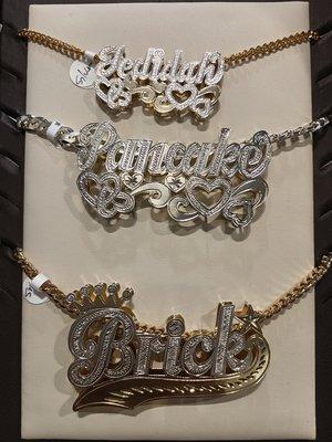 Larger size sterling silver double name plates