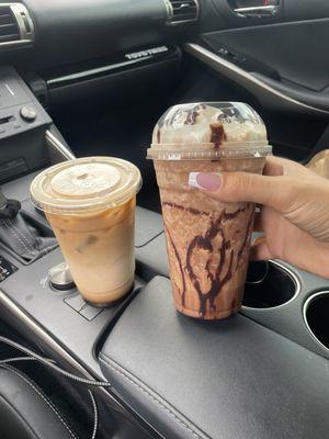 Mocha frappe, vanilla latte