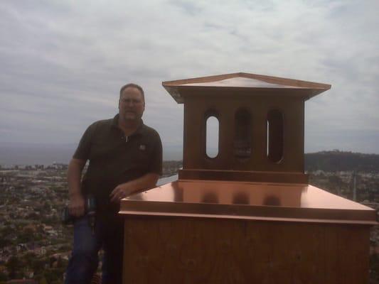 Custom copper chimney cap and shroud