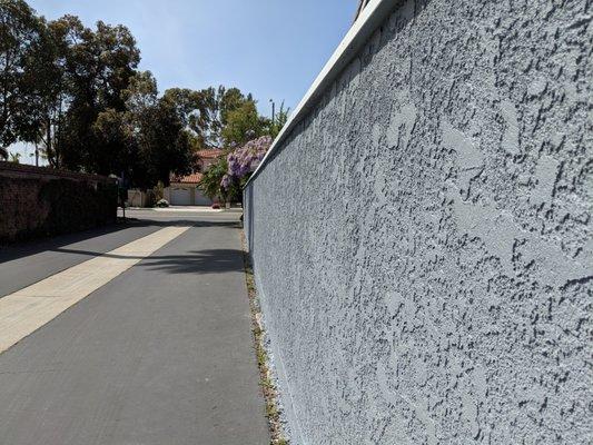 Re-stucco entire wall Huntington Beach close up