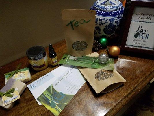 Ask us about our special tea blend and gift certificates.