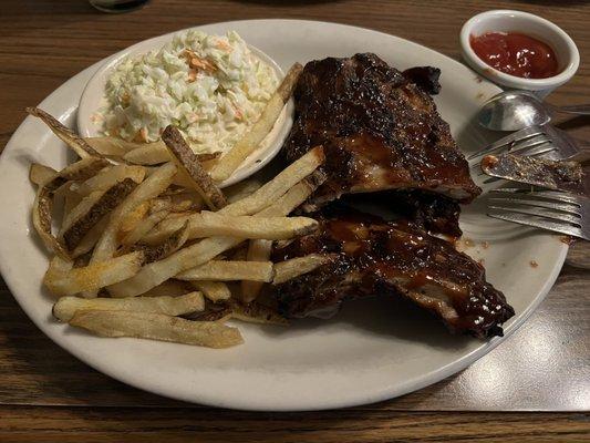 Full Rack of Ribs, Cole Slaw and Fries!