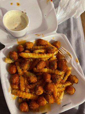 Mango habanero chicken fries