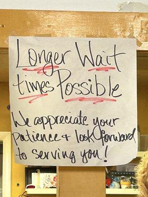 Customer service sign