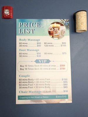 Price menu