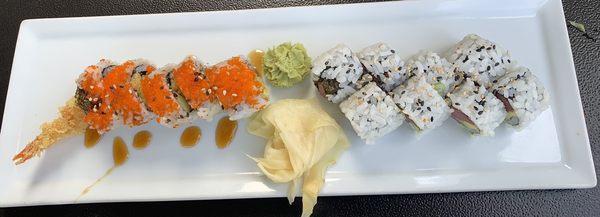 Shrimp Tempura Roll and Tuna & Avocado Roll