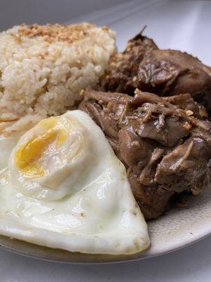 Adosilog $14.99 adobo, garlic rice & frieg egg