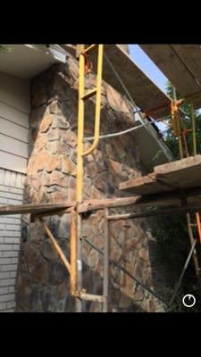 Tearing down and adding cultured stone to this chimney