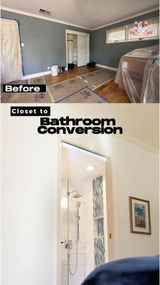 Closet to bathroom conversion