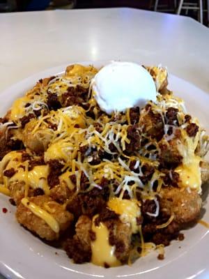 The loaded tater tots: fresh from the Sysco truck to your table.