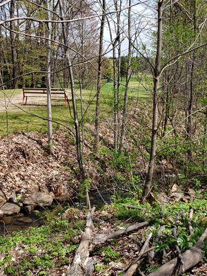 View of the golf course hole right next to our lovely babbling stream and walking trail.