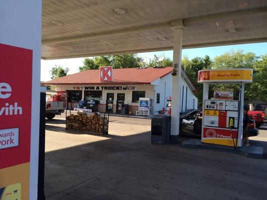 The pumps in front of the store.