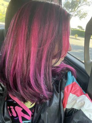 ombré Pink/Black dyed hair