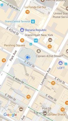 THIS is where you need to be to get in this bus from the grand central -ish location. Not inside grand central. I believe this is 1st stop.