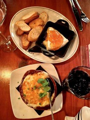 French onion soup side + Brie appetizer