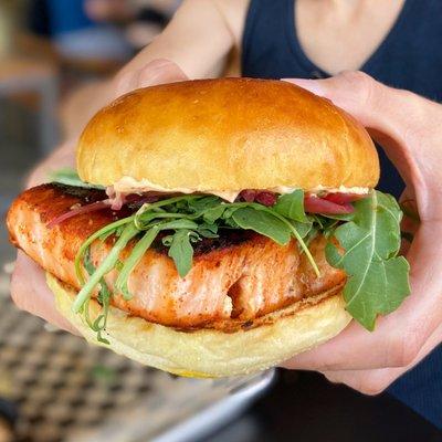 Blackened salmon sandwich