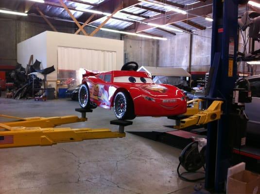 Lightning McQueen getting upgrades at the AKA Eurosport