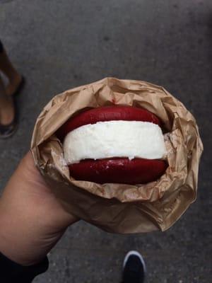 Red velvet with cream cheese ice cream sandwich from melt