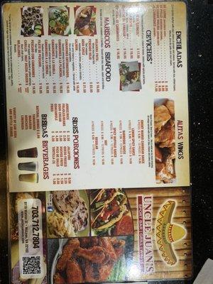 New Uncle Juan's menu