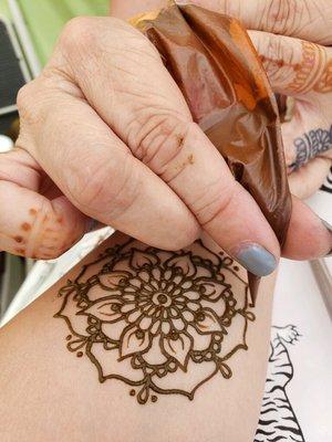 Mandala at party, 2019. Mehndi Madness has been doing private parties for 23 years.