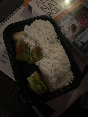 Leftover white rice and Dragon Roll